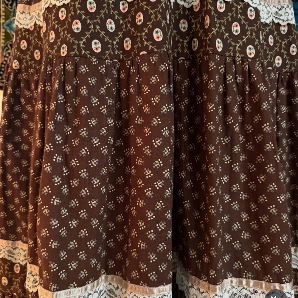 Vintage Brown Velvet Gunne Sax Corset Dress Size 5 (XXS-XS) - Picture 4 of 7